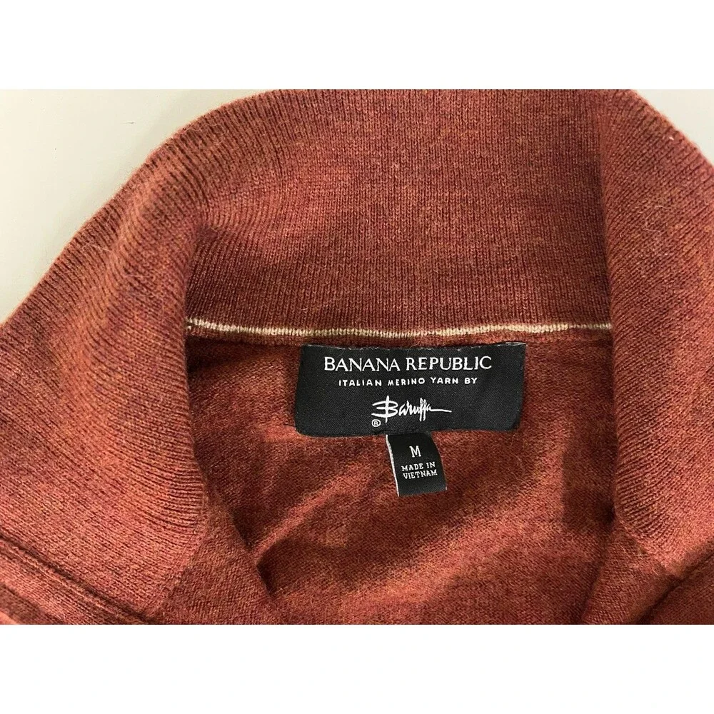 Banana Republic Merino Wool Sweater Men’s M Burnt Orange *See Photos